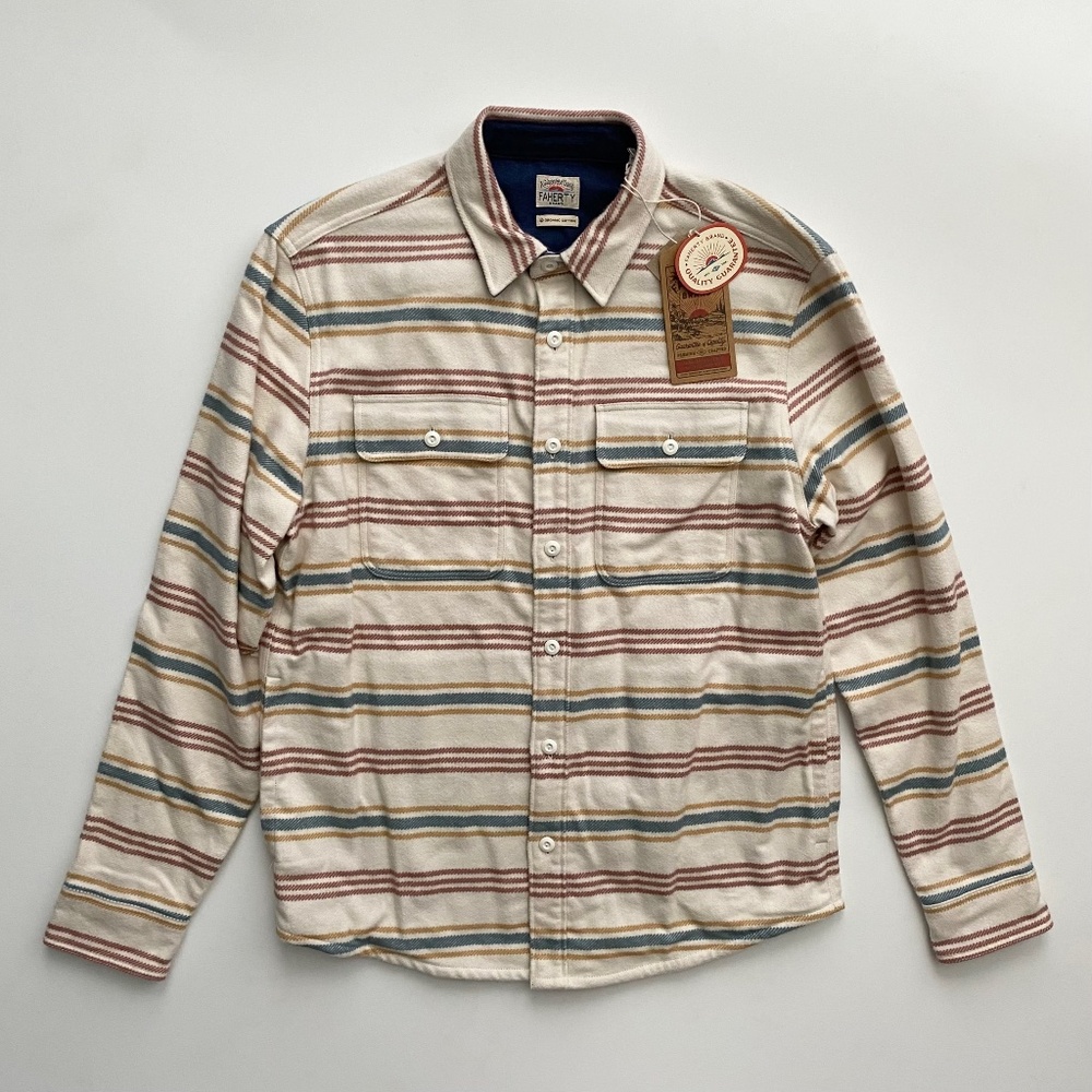 Faherty Nwt Wavebreaker Flannel Long Sleeve Dune Sky Stripe Woven Shirt